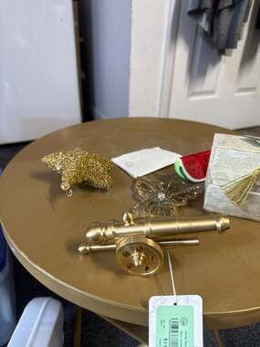 Vintage Solid Brass Military Desktop Cannon Model Statue Ornament